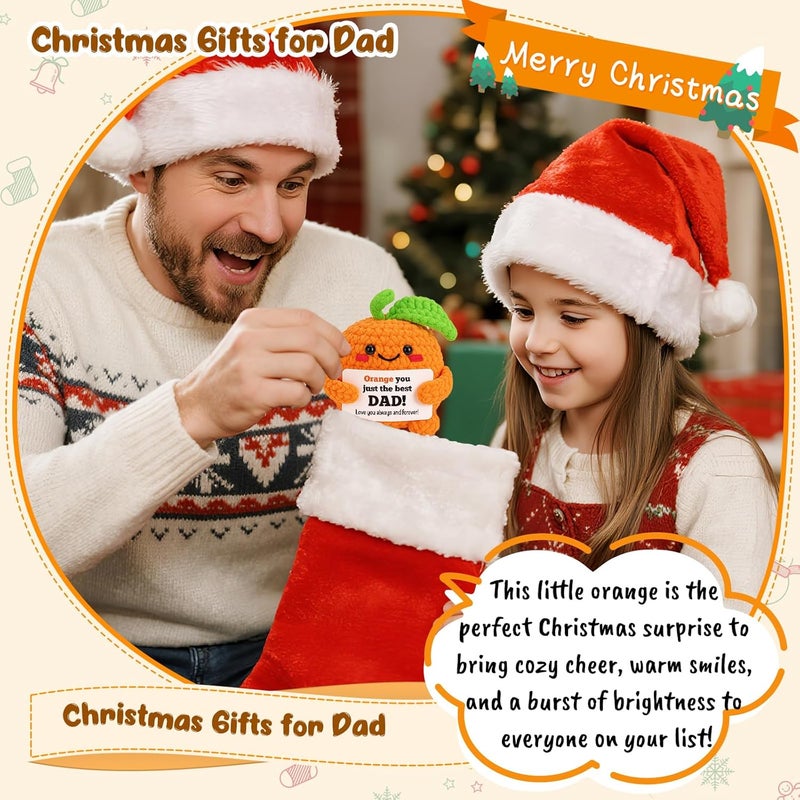 FEFAMM Christmas Birthday Gifts for Dad from Daughter Son - Mini Handmade Crochet Orange Birthday Gifts for Best Dad Stepdad and Father in Law Husband Unique Stocking Stuffer for Men With Love & Gratitude - Image 2
